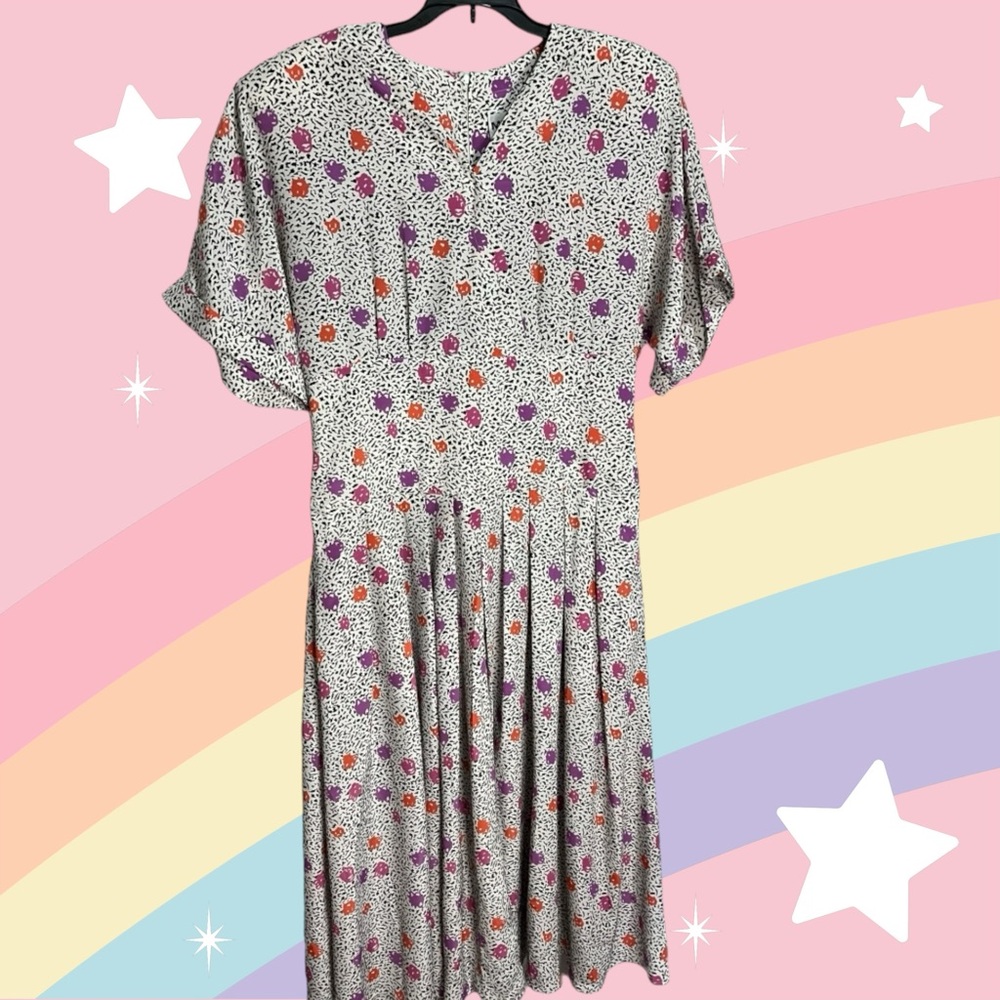 Vintage 80s Melissa Lane Printed Dress